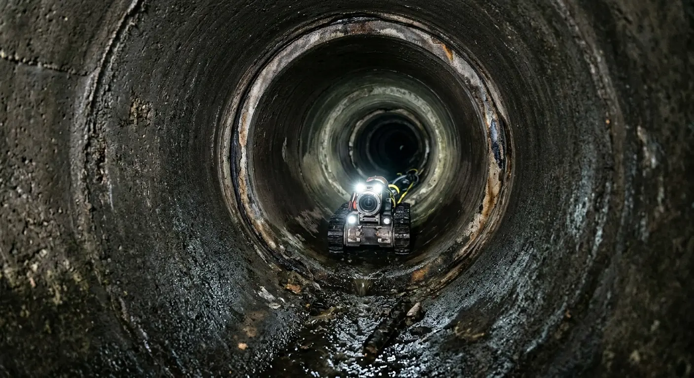 Robotic sewer camera inspecting pipe interior for Sewer Line Repair in Hockinson